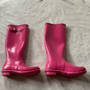 16in tall pink Hunter rain boots